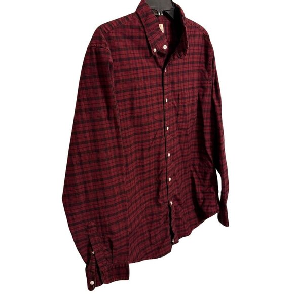 Mens J.Crew Maroon and Black Plaid Button Down Shirt - Size Large - Picture 3 of 9